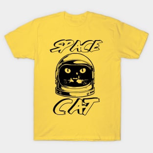 Space Cat - Black And White T-Shirt